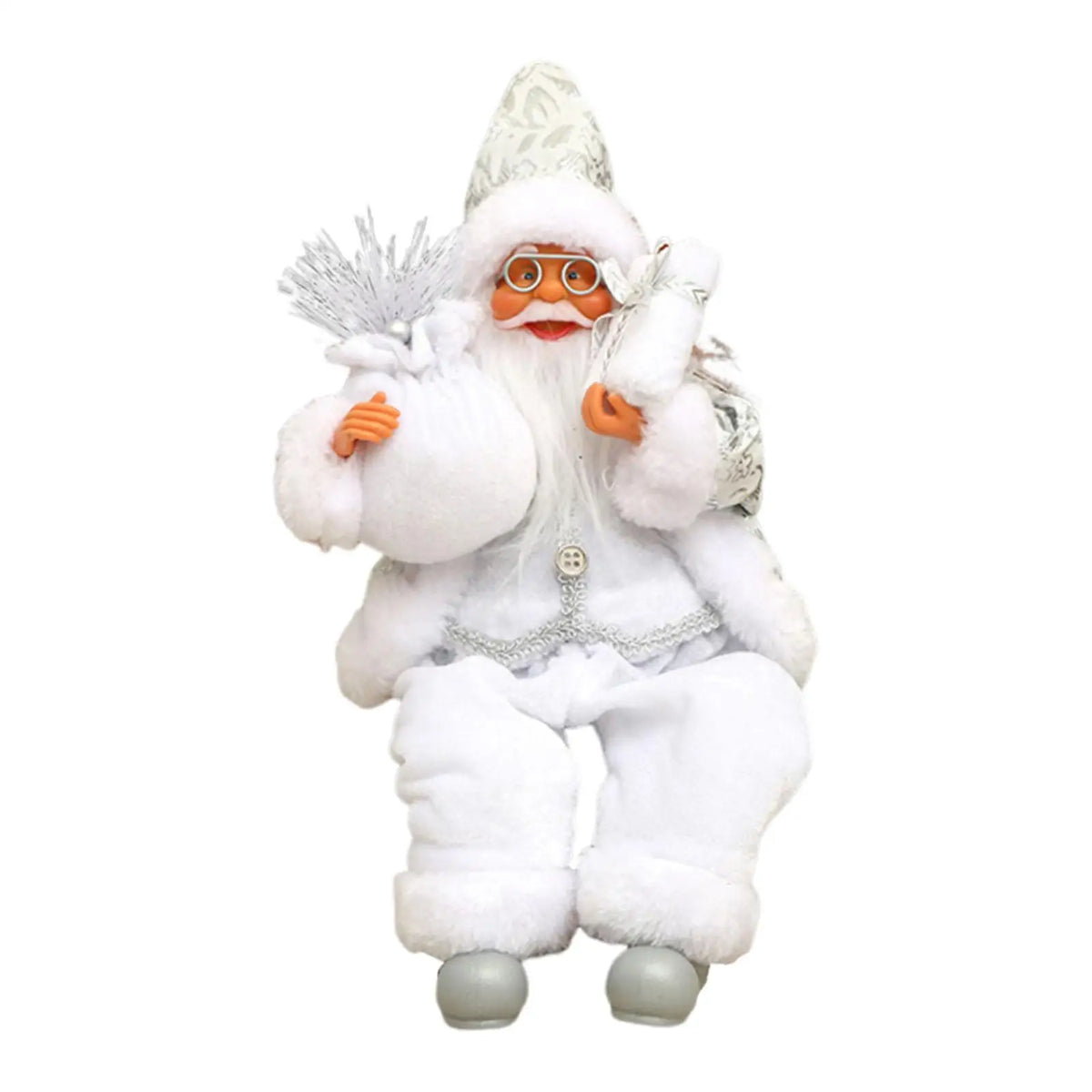 Santa Claus Doll Cute Christmas Decoration for Living Room Desktop Bedroom Quake White 22x10x10 cm