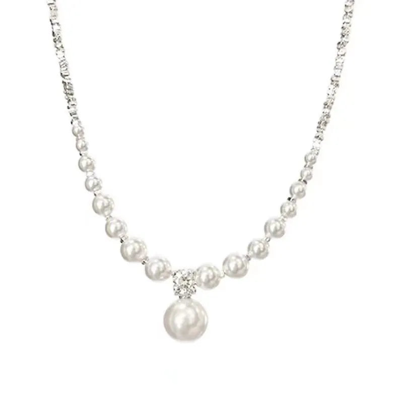 Broken Silver Pearl Necklace for Women Niche Design Collarbone Chain Quake A
