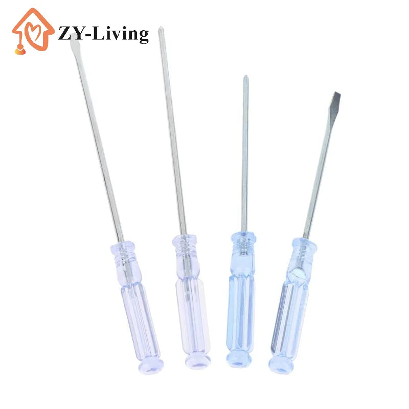 4Pcs/set Transparent Blue Handle Screwdriver Slotted Cross Manual Screw Driver Household Maintenance Repair Hand Tool Kit Quake