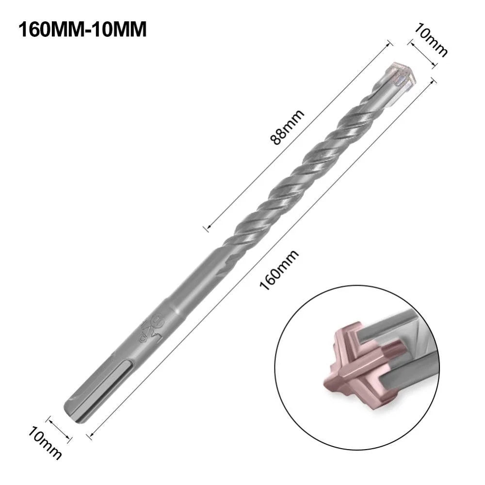 1Pcs 5/6/7/8/10/12mm Concrete SDS Plus Drill Bit 110mm 160mm 4 Cutters Electric Hammer Drill Bit Round Shank Cross Tips Quake 10x160mm