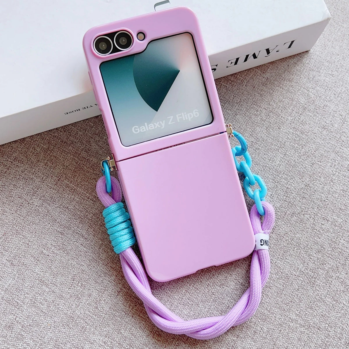 For Samsung Galaxy Z Flip7/Flip6/Flip5/Flip4 Anti-Drop Soft Phone Case with Lanyard Durable Protective Cover for Women Men Quake Purple Galaxy Z Flip6