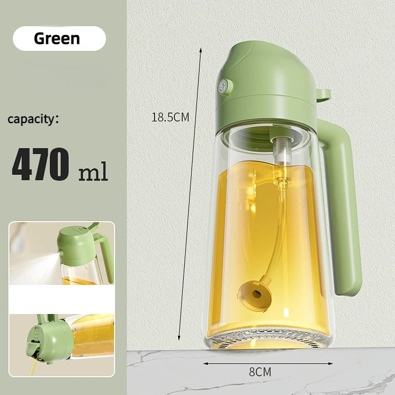 470ml Glass Spray Oil Sprayer Bottle Spray Oil Dispenser Oil Jar Cruet BBQ Kitchen Baking Roasting Picnic Kitchen Tool Quake Green