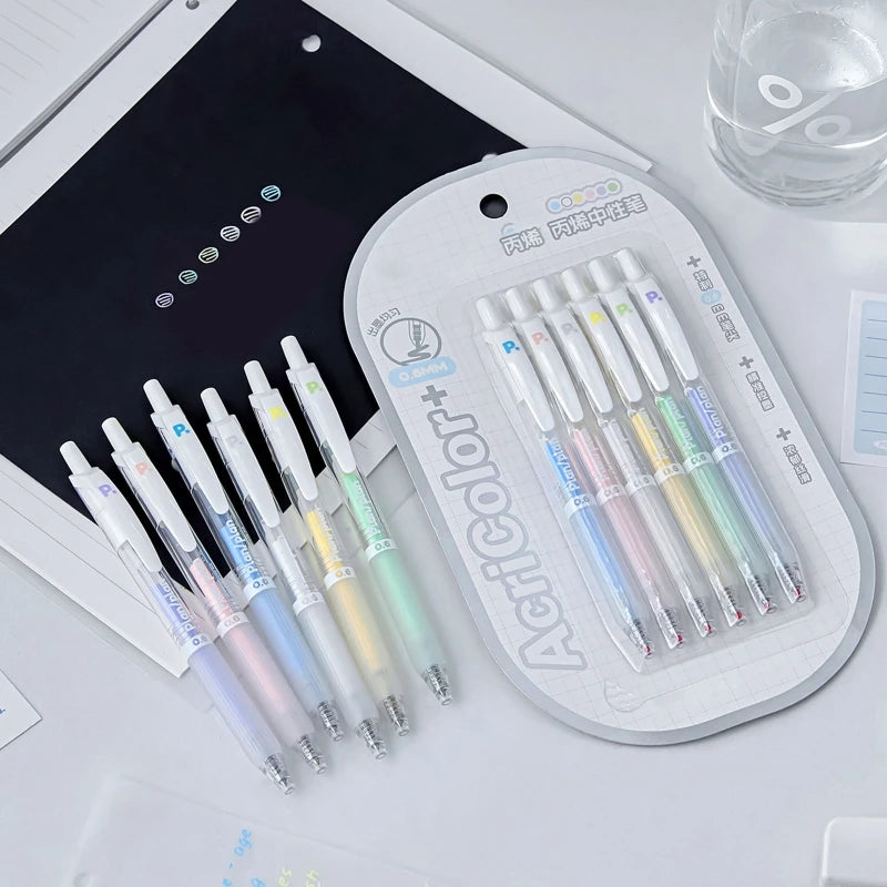 Retractable Acrylic Gel Pen Set, 6Pcs Colored Pen with Clicks Mechanisms for Organized Note, Drawing, and Creative Writing K1KF Quake