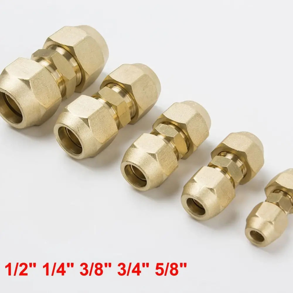 Straight Pipe Extension Joint 1/2" 1/4" 3/8" 3/4" 5/8" With Flare Nuts Copper Connectors Pipe Fitting Adapeter Quake
