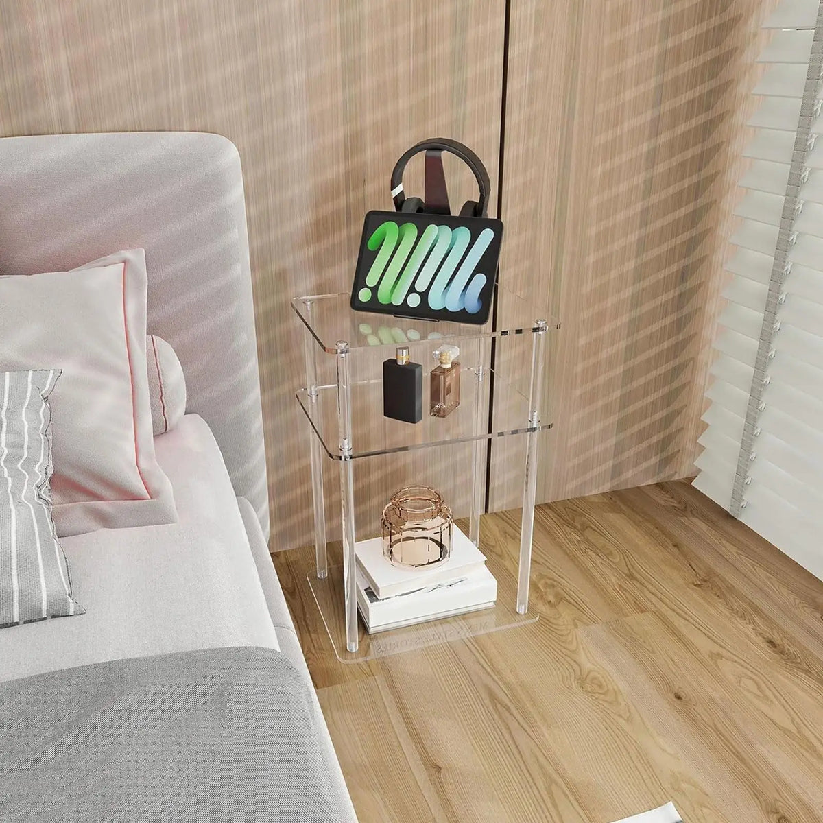 Acrylic Small Table 3 Tier Versatile Bedside Furniture for Small Space Bedside Cabinet for Bathroom Home Balcony Bedside Office Quake