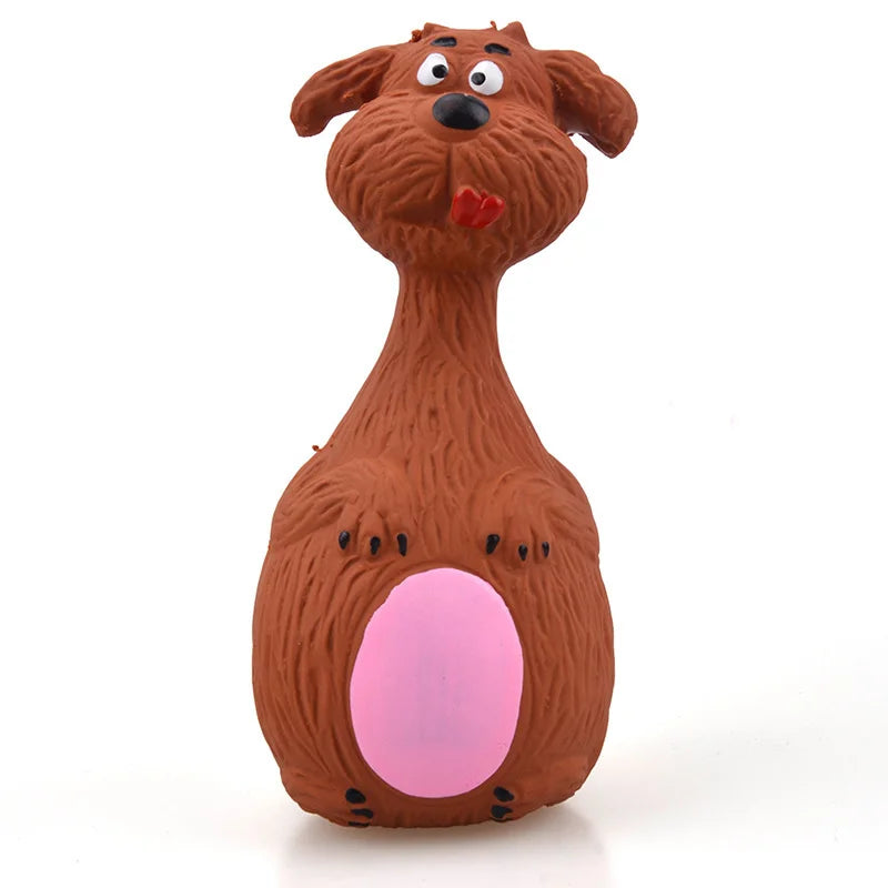 Soft Rubber Chew Toys Four Styles Squeaky Interactive Throwing Toys Cute Fun Pet Toys Quake brown puppy