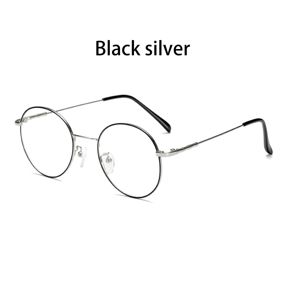 High-definition Blue Light Blocking Glasses Women Men Fashion Classic Metal Round Computer Goggles Anti Blue Rays Nerd Eyewear Quake Black silver