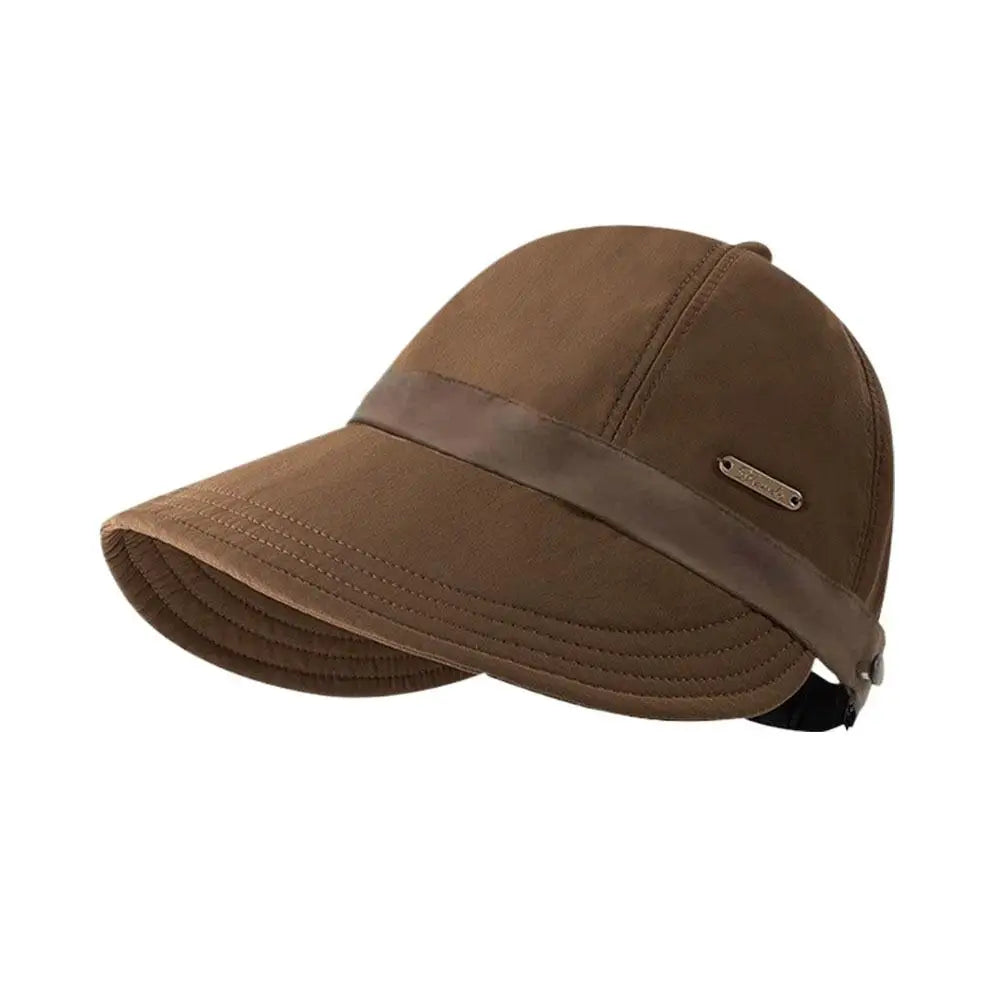 Quick Dry Hat Summer Empty Cap for Women Men Foldable Sunhat Outdoor Beach Fishing Hat Sunscreen Cap Adjustable Wide Brim Caps Quake Brown