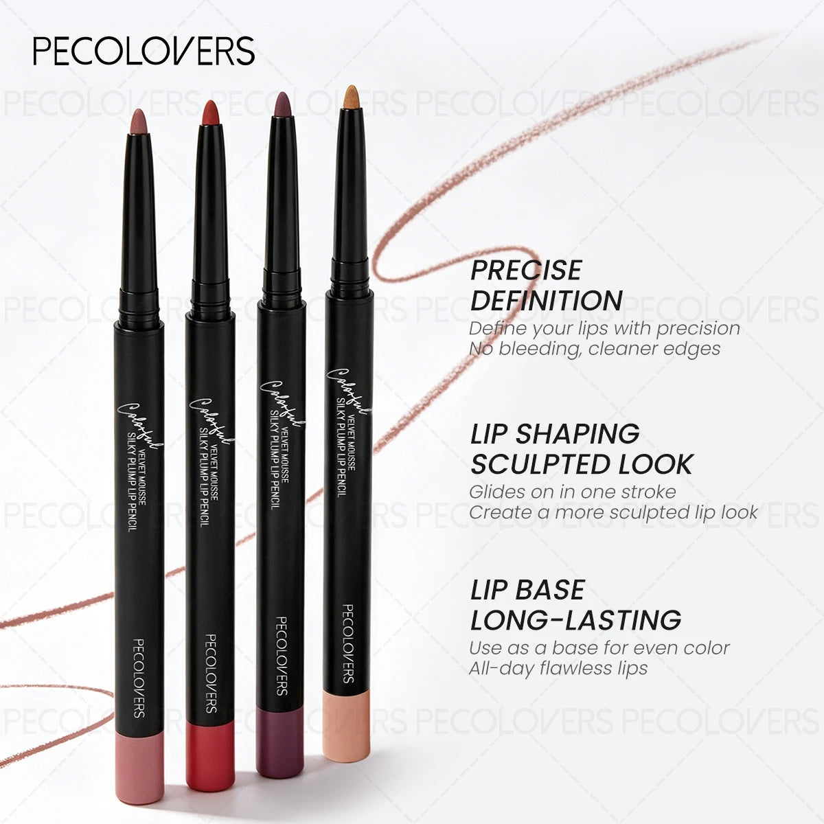 Matte Lip Liner, Natural Lipstick Pen for All Light Types, Accurate Defind Lip Lines, Nude Pink Beige Red Tones, Daily Makeup Quake