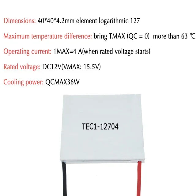 DIY TEC1 12703 12704 12705 12706 12708 12709 12710 12712 12715 12730 12V 6A TEC1-12706 TEC Thermoelectric Cooler Peltier Quake TEC1-12704