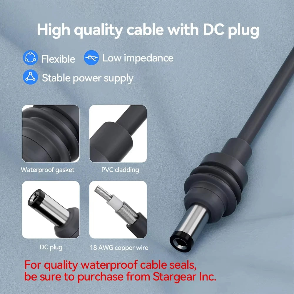 For Starlink Mini 3-In-1 Car Charger Waterproof Extension Cable, 18AWG, USB C. Equipped With A Voltmeter Quake