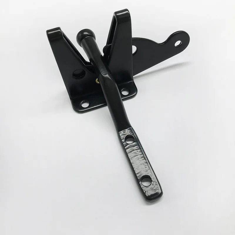 Self Locking Gate Latch Automatic Gravity Lever Fence Gate Lock for Wood Fence Gate Door Latches Steel Black Quake