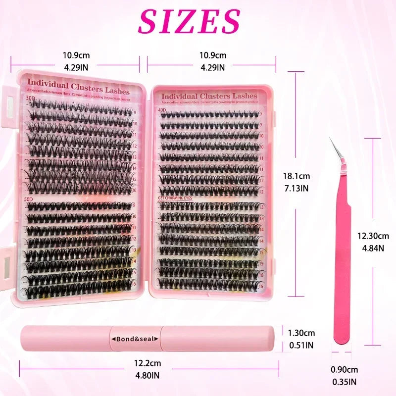 DIY Single Cluster Hot Melt D Curl False Eyelashes Natural Volume Long Lasting Makeup Gift for Women Valentine's Day Party Quake