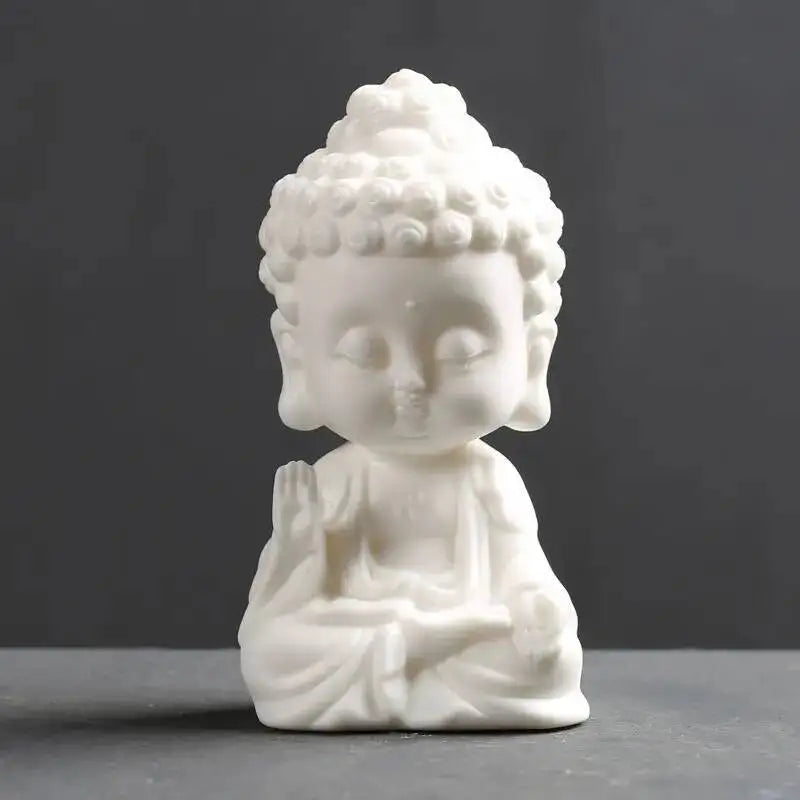 Buddha Tea Pet Ornament Zen Small Buddha Statue Home Decor Display Shelf Decoration Car Ornament Ceramic Crafts Small Figurine Quake Little Buddha