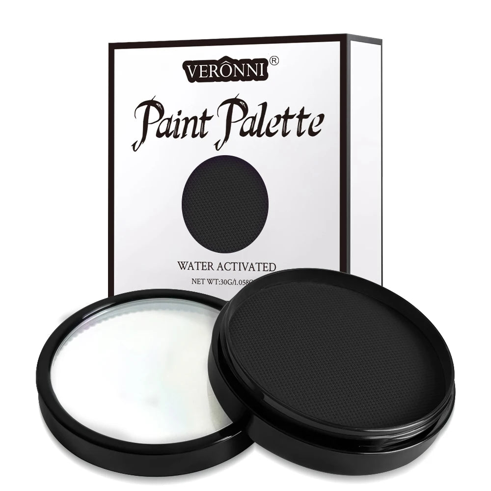 30G Water Monochromatic Face Body Painting Palette Halloween Festive Washable face and body paint Makeup Costume Body Partie Quake black