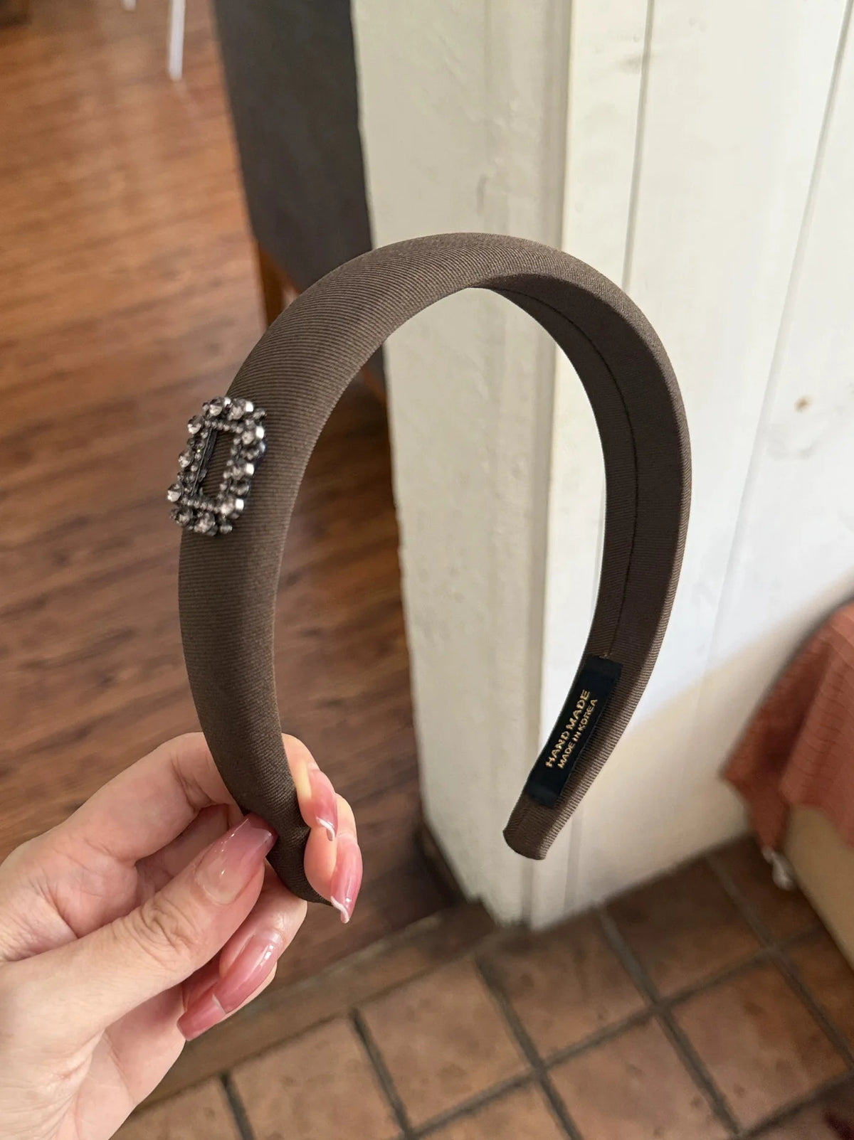 Rhinestone Velvet Headband Korean Fashion Versatile Female Face Wash Simple Hair Hoop Daily Wear Headhoop Hair Style Accessories Quake coffee
