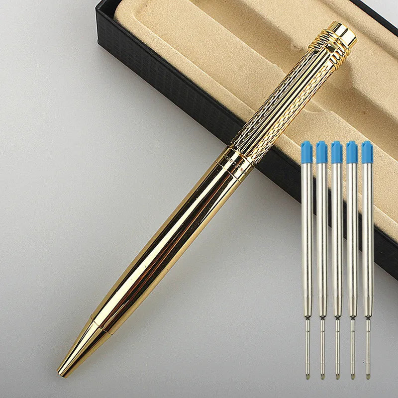 Luxury Pen 163 Smooth Gold Silver Black Office Ballpoint Pen New Student School Stationery Supplies Pens for Writing Quake PEN refill (NOT BOX)
