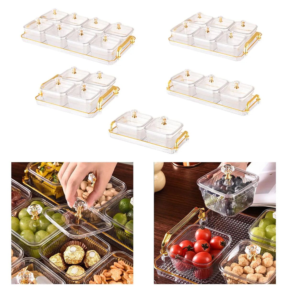 Dried Fruit Plate Portable Multi Grids Snake Plates Divided Serving Dishes for Quake