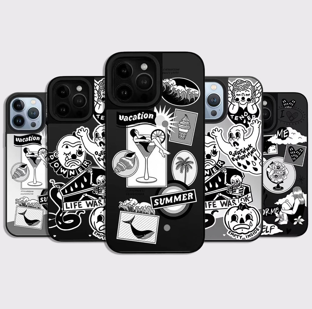 Vacation Summer Pattern Mirror Surface Magnetic Phone Case Cover for IPhone 13 14 15 16 17 18 Pro Max Case Quake