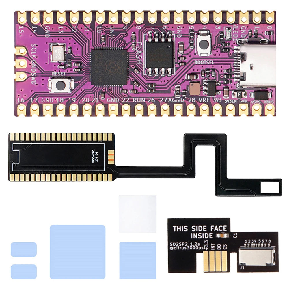 For Raspberry Pi Pico Picoboot FPC Flex Cable with SD2SP2 Adapter GC2SD Card Reader Replace Flex Ribbon Cable for Gamecube NGC Quake FPC SD2SP2 Black