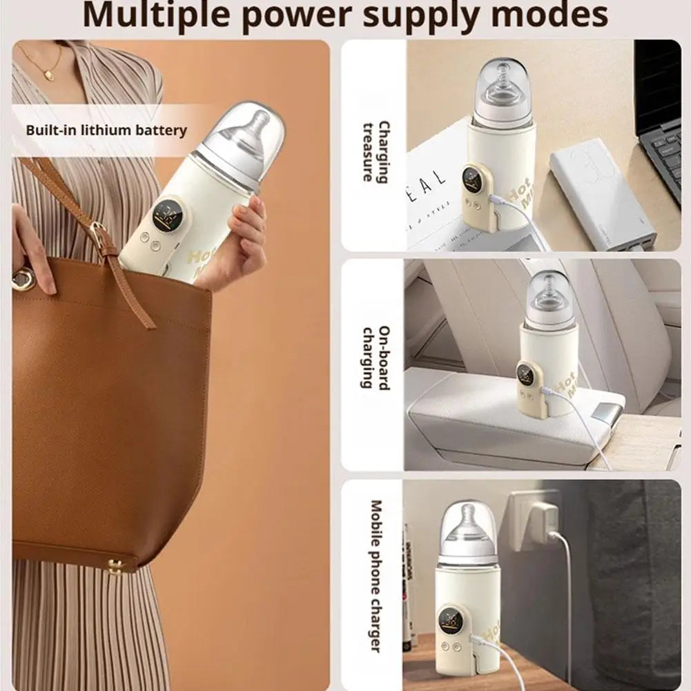 Baby Bottle Warmer Portable 10000mAh Power Bank Bottle Warmer 4-10 Hours Runtime Baby Milk Warmer USB-C Charging For Travel Quake
