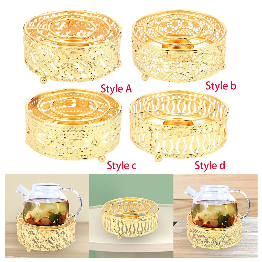 Coffee Tea Warmer Hollow Frame Tea Light Warmer Teapot Heating Base Holder Teapot Heater for Travel Camping Hiking Home Kitchen Quake