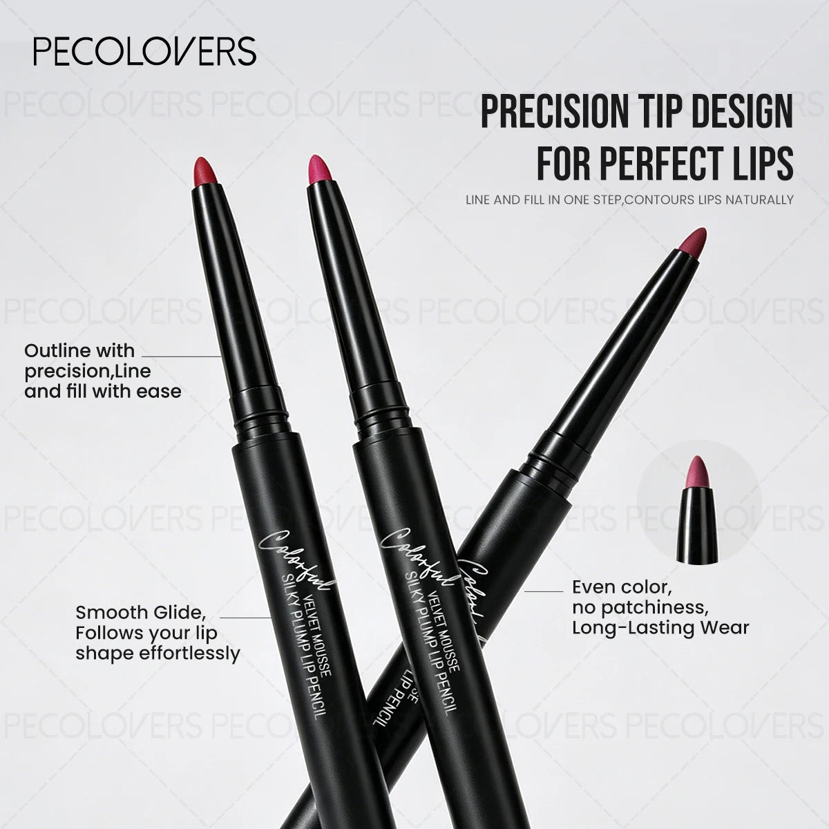 Matte Lip Liner, Natural Lipstick Pen for All Light Types, Accurate Defind Lip Lines, Nude Pink Beige Red Tones, Daily Makeup Quake