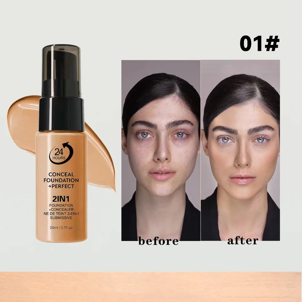 New Waterproof Liquid Foundation Matte Oil-Control Face Foundation Cream Sweat Proof Full Coverage Foundation Concealer Cream Quake 01