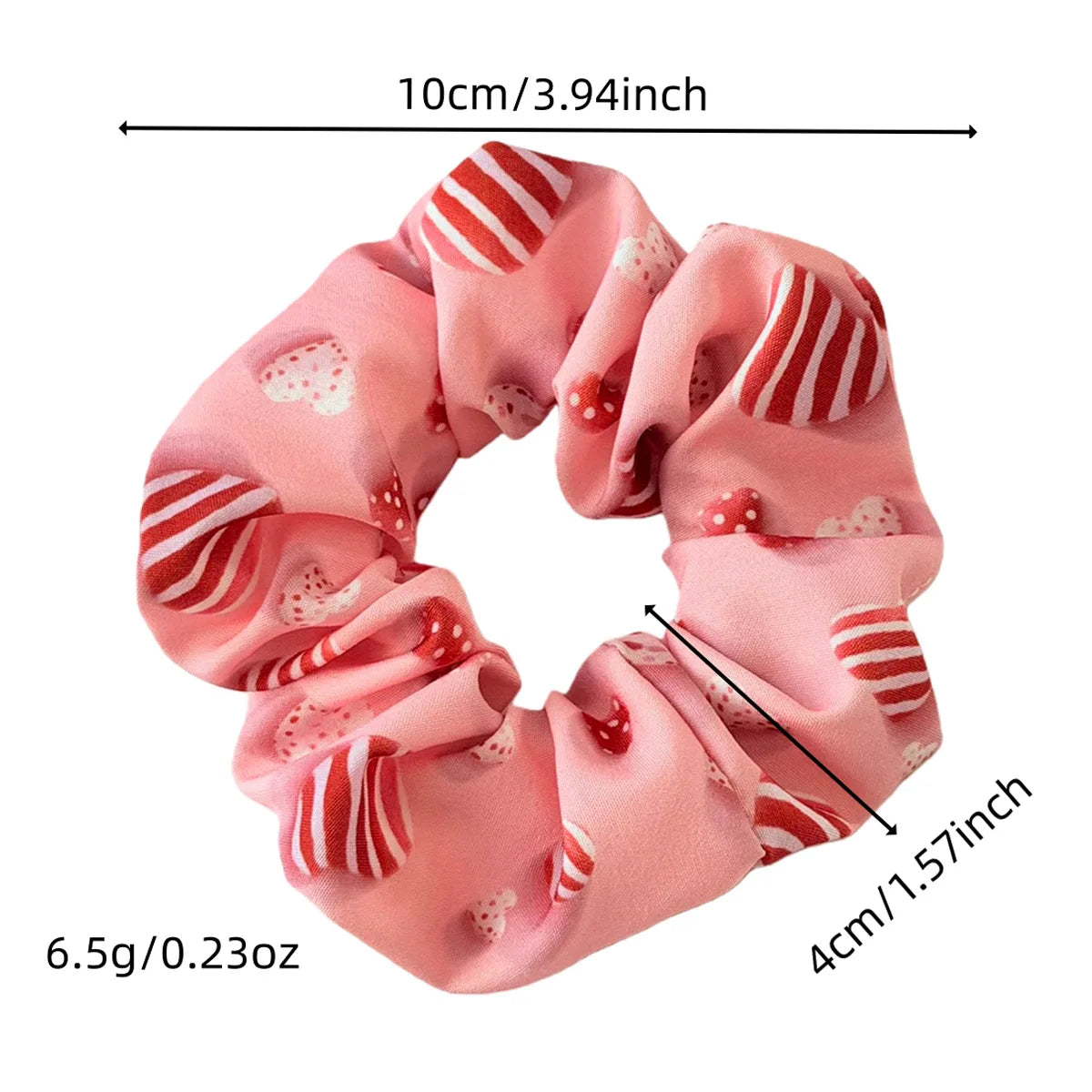 Valentine's Day Scrunchies Elastic Rubber Hairbands Candy Love Printed Fabric Hairbands High Elastic Ponytail Holder Accessories Quake