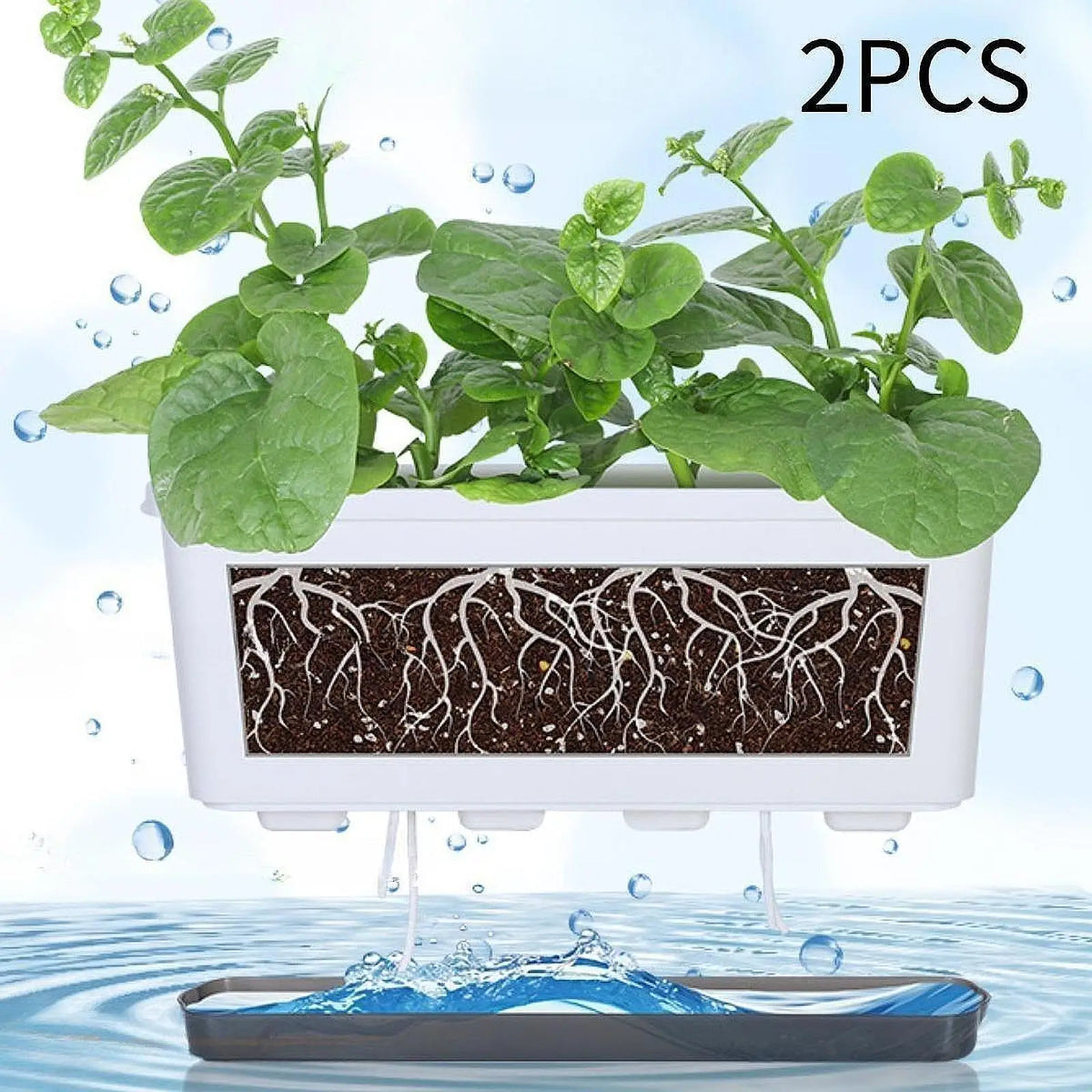 2 Pieces Window Box Planter Flower Pot Self Watering Plant Pot Versatile Accessory for Indoor Outdoor Lightweight Quake