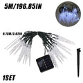 Solar Powered Icicle Light String Christmas Simulation LED Icicle Light Xmas Tree Ornament New Year Home Party Decorative Light Quake White 5m 20LED
