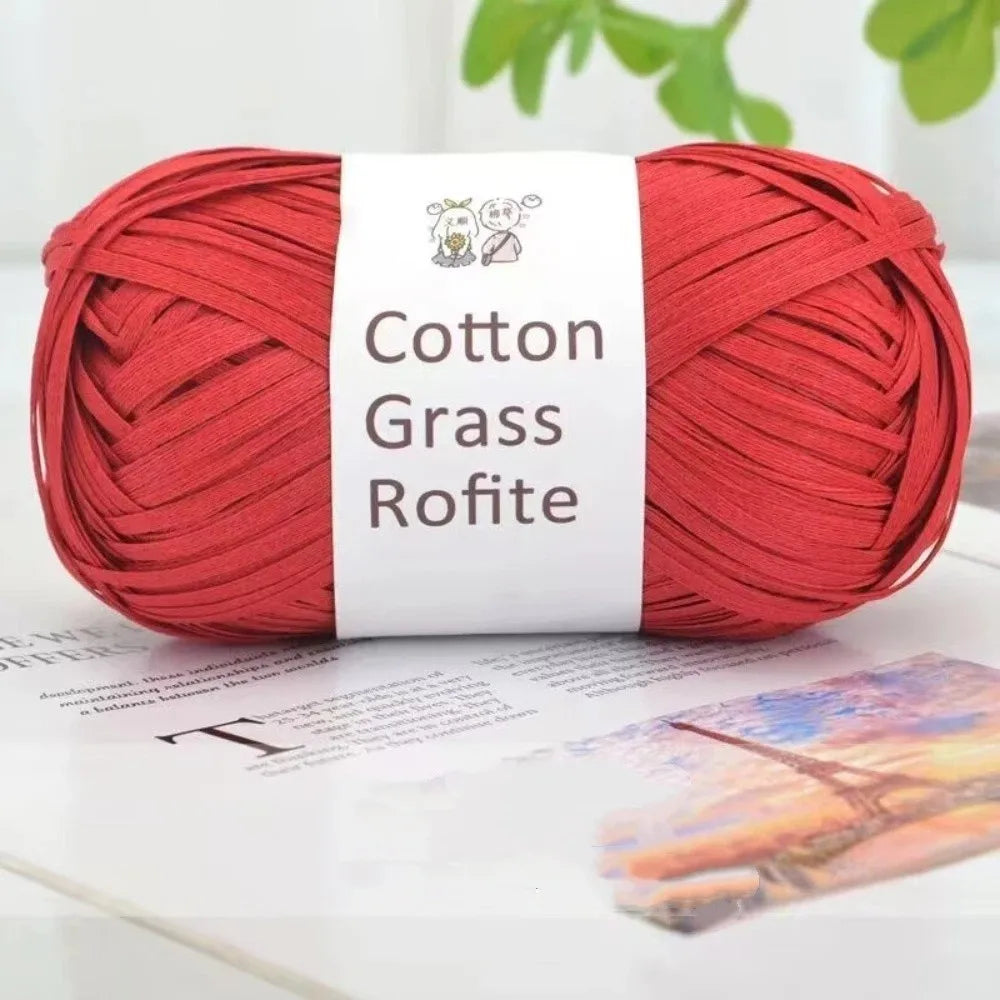 New Multicolour Rafia Yarn DIY Hand-Knitted Crocheting Paper Threads Gift Wrapping Rope Knitting Quake Red