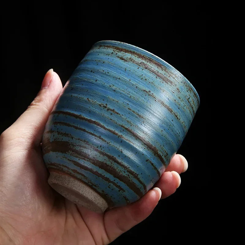 Japanese coarse pottery teacup single large pure handmade retro master cup ceramic coffee cup in ancient Quake