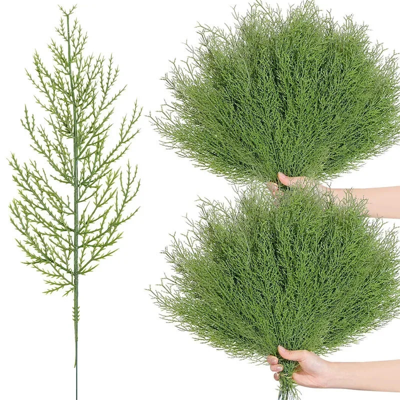 50/1PCS Christmas Artificial Pine Branches DIY Christmas Tree Wreath Gifts Decoration Green Fake Plant Leaves Xmas Home Decor Quake 10PCS green