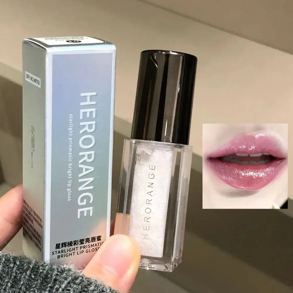 Sparkle Long-Lasting Lip Gloss Non-Fading Moisturizing Liquid Lipstick Non-Sticky Clear Lip Glaze for Women Quake