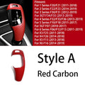 For BMW 1 2 3 4 5 6 Series F10 F18 F20 F21 F22 F23 F30 F31 F32 F35 Carbon Fiber Style ABS Gear Shift Knob Panel Cover Trim Frame Quake Style A Red