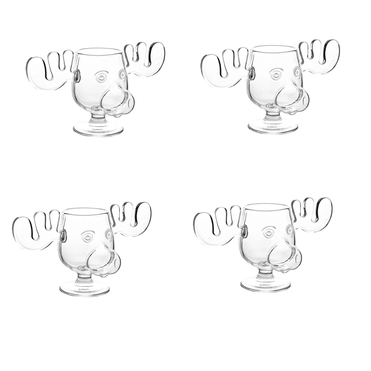 YWDL Elk Wine Glass Cocktail Juice Cup Reindeer Mug Wine Beer Water Milk Whiskey Glasses Drinkware Shot Cups Christmas Gift Quake 4pcs 240ml