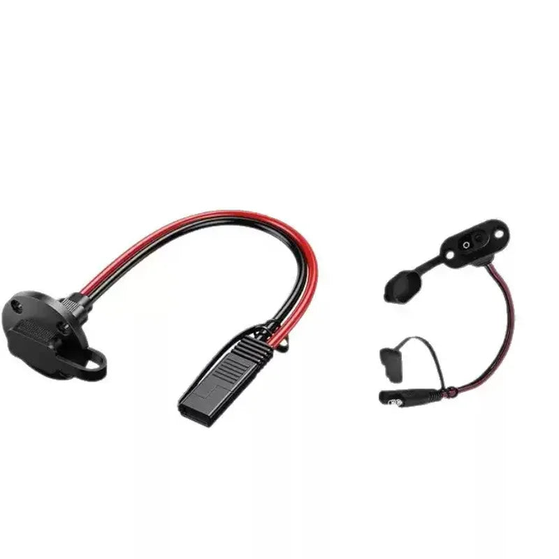 2 Types Optional Weatherproof 12AWG Sidewall Port Socket, Panel‑mount SAE Connector Cable for Solar Generator Motorcycle Battery Quake