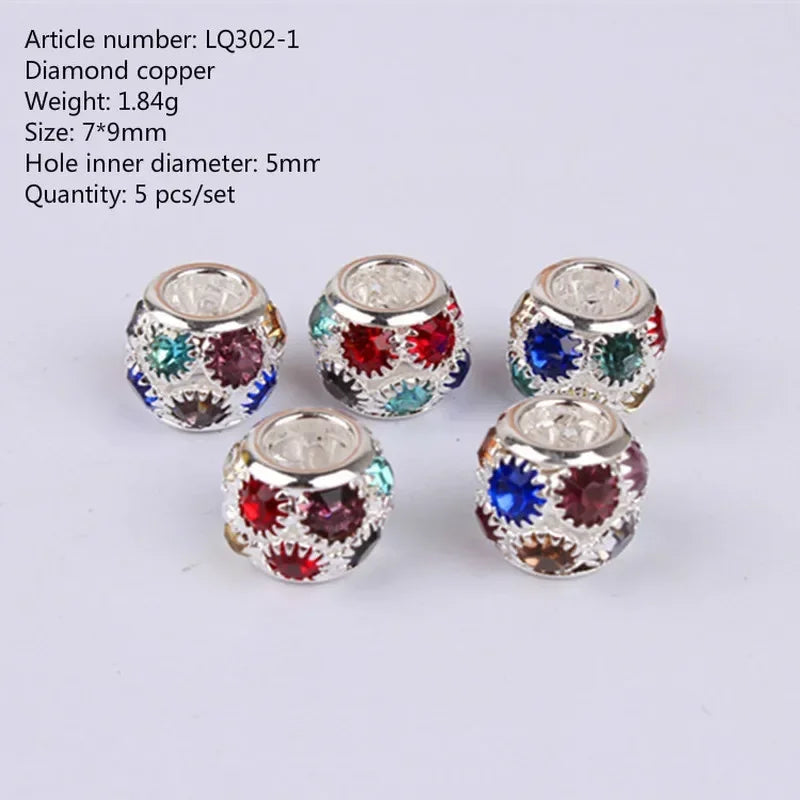 5 Pcs Viking Beads 12 Kinds 5mm Silver Beads for Braiding Dreadlock Hair Decor Cuff Clip Beaded Hair Scrunchies Tibet Bead Tube Quake