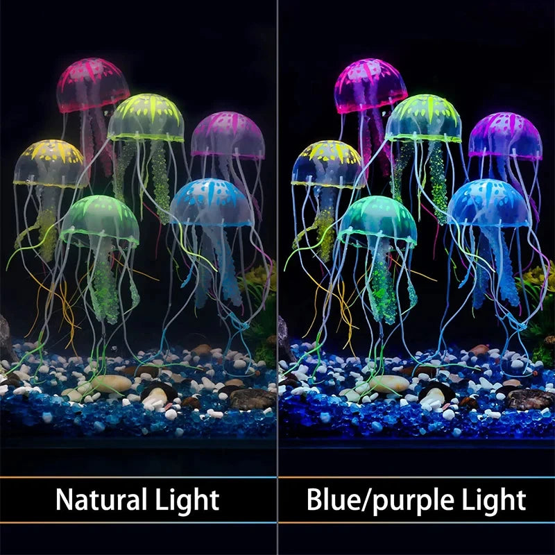 Simulated Jellyfish Fish Tank Decoration, Used For Fish Tank Aquarium Scenery, Can Emit Fluorescence at Night Quake