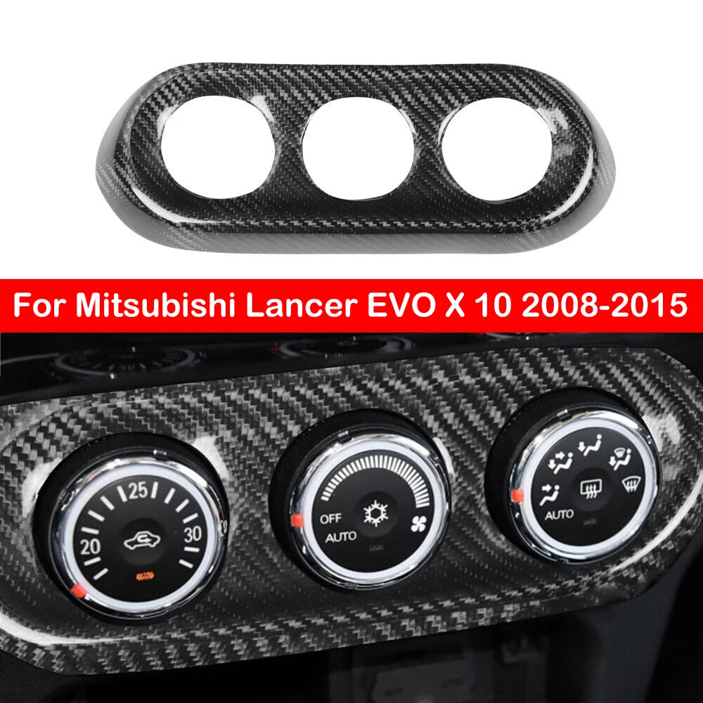 For Mitsubishi Lancer EVO X 10 2008-2015 Real Carbon Fiber Car Console Dashboard AC Panel Gauge Pod Pointer Cover Trim Frame Quake Default Title