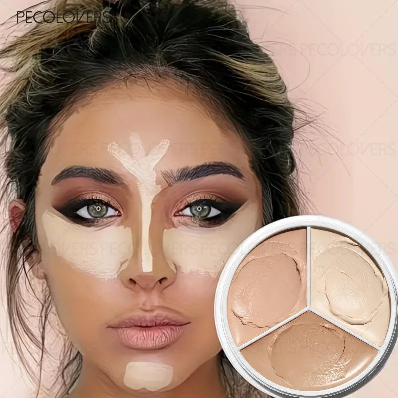 1PC Three-color Facial Concealer, Covering Facial Blemishes and Spots, Waterproof and Sweatproof, Facial Cosmetics Quake