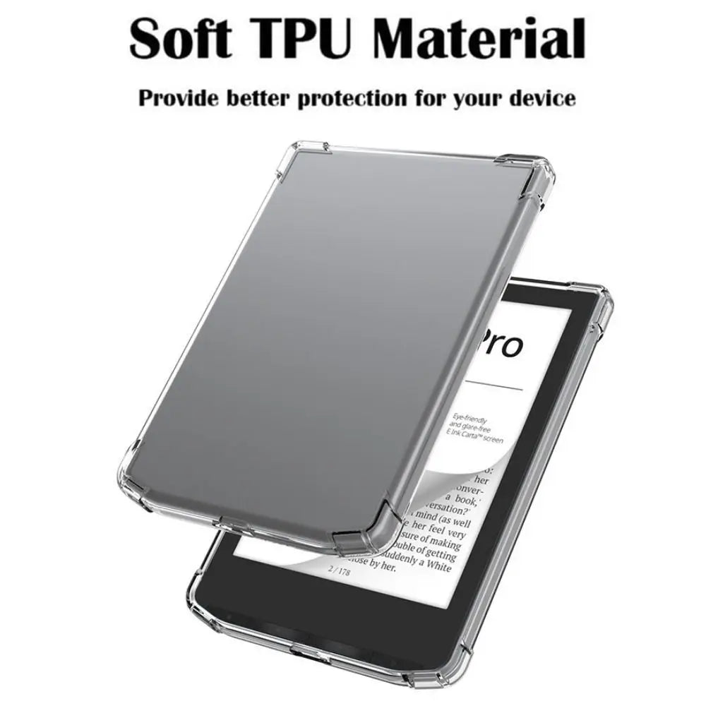 Transparent eReader Case TPU Shockproof Back Cover for PocketBook 616/617/618/628/632/633/629/634/700/InkPad 4//InkPad Color 2/3 Quake