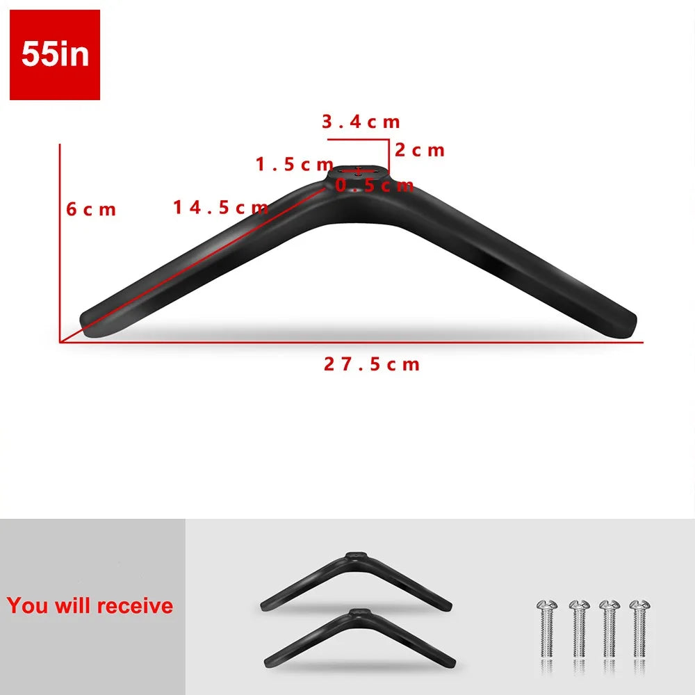 New Universal TV Base Stand Legs With Screws Black Television Tabletop Foot Pedestal Feet Bracket Living Room Quake 55in