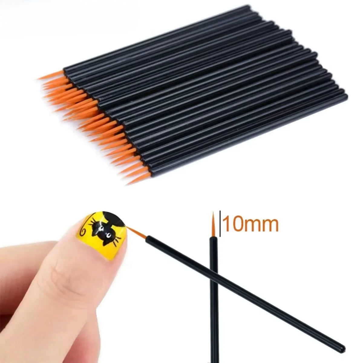 vvocci 50pcs Reusable Gel Eyeliner Brushes, Disposable Nail Art Painting Pen, Makeup Eyeliner Tools for Eye & Brow Application Quake