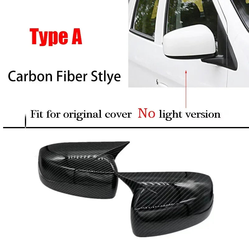 For Mitsubishi Space Star 2018-2024 Car Sticker Rearview Side Mirror Cover Wing Cap Exterior Door Rear View Case Trim Carbon Quake No Light Carbon