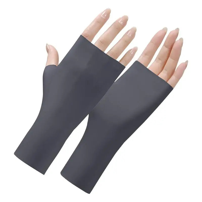 Pro Uv Protection Gloves For Nail Art Gel Nail Lamp Sunscreen Gloves Fingerless Hand Sun Care Thin Cool Ice Silk Silky Sun Glove Quake DGY