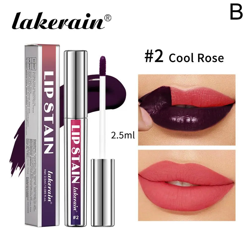 Lip Liner Stain, Peel Off Lip Liner & Lip Gloss, Long Lasting Waterproof Matte Color and Glossy Shine, Transfer-Proof Lip Makeup Quake 02 Cool Rose