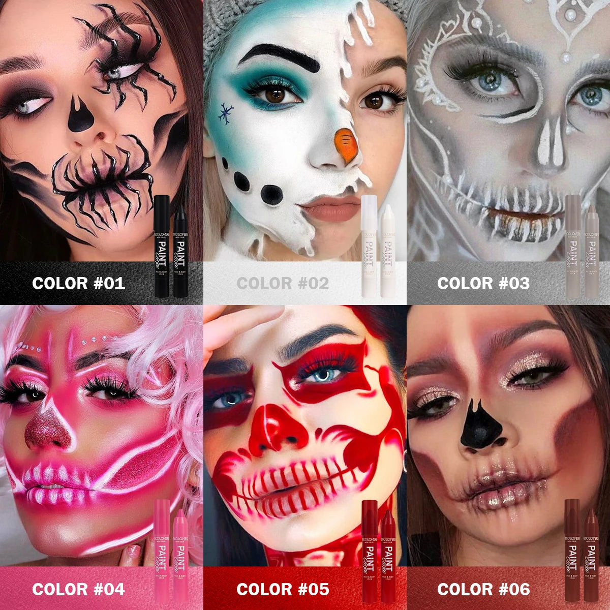 12 Pcs Colored Face Makeup Crayon Pen, Suitable for All Art Forms and Creativity High Rendering, Available on Face and Body Quake