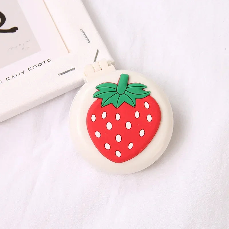 New Strawberry Folding Air Bag Combs with Mirrors Compact Pocket Size Travel Hair Brush Cosmetic Mirrors Head Massager Relaxing Quake strawberry